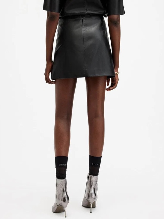 All Saints Dresses & Skirts - All Saints Lamb Leather Button-Front Mini Skirt Size 2